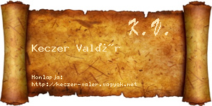 Keczer Valér névjegykártya